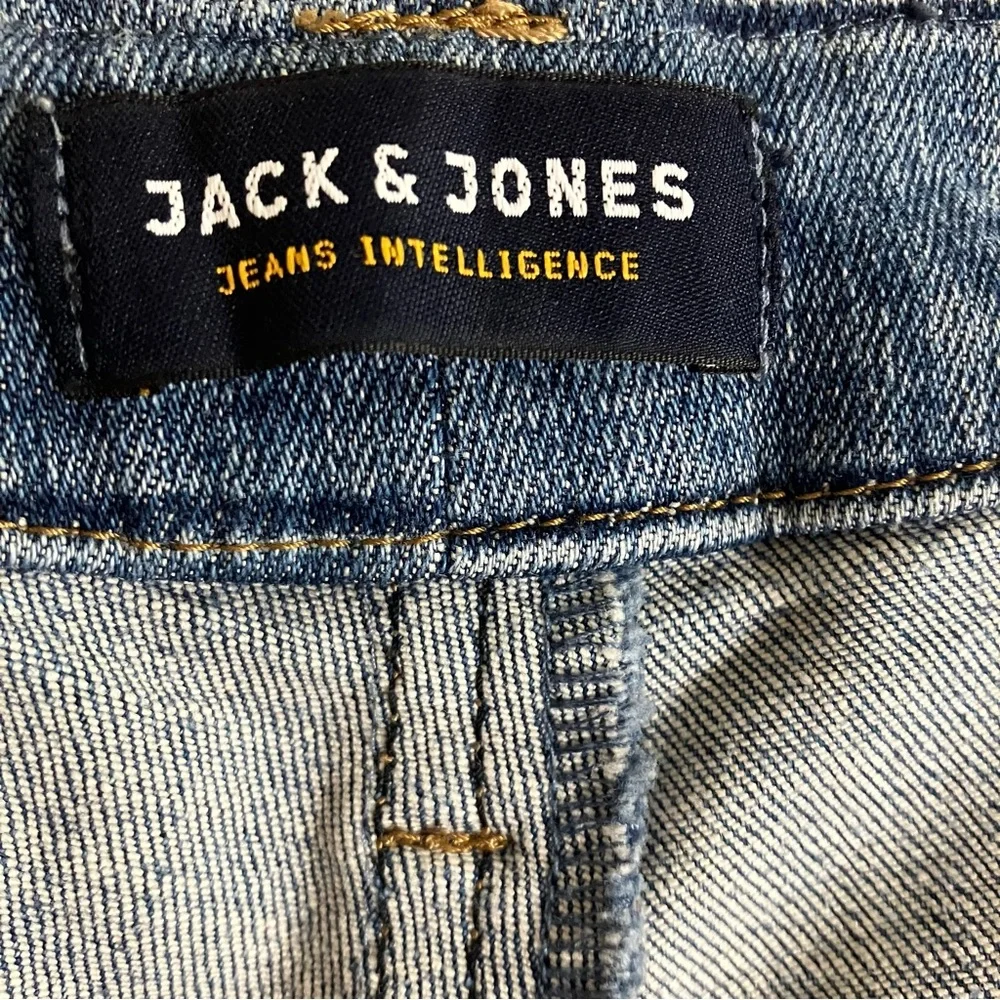 Indie Y2K Grunge JACK JONES Mens Intelligence Skinny Jeans 36/34 Distressed